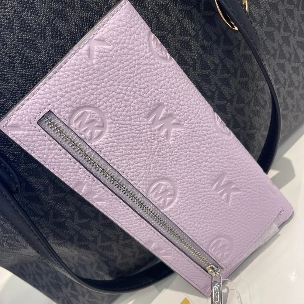 MICHAEL KORS Carson Large Logo Debossed Snap Wallet Light Quartz  NWT